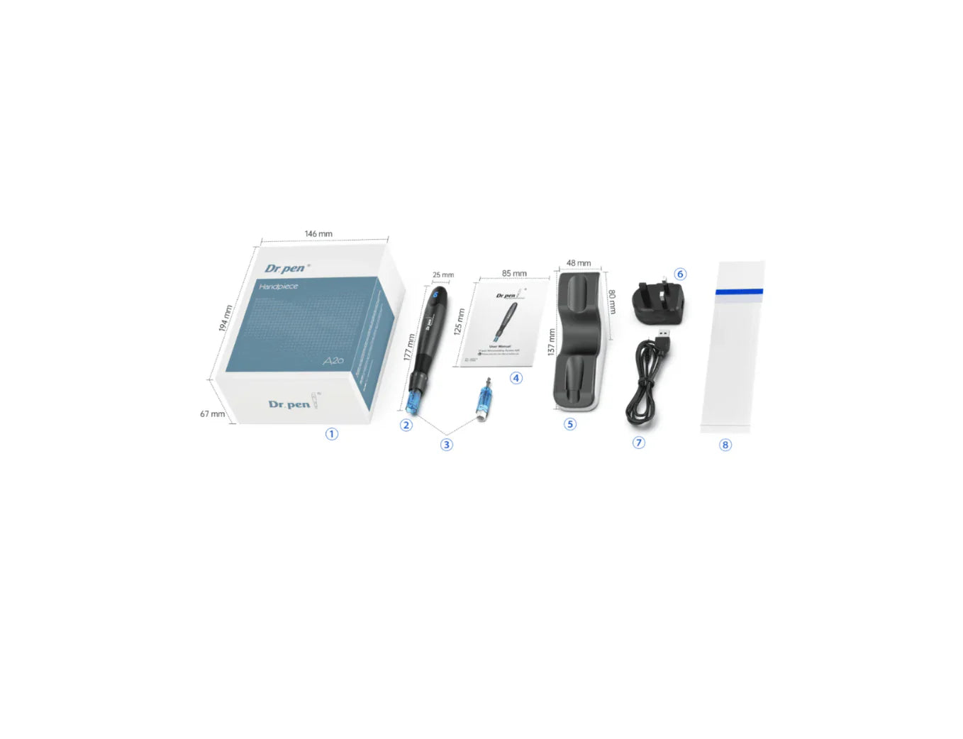 Dermapen Dr. Pen A20 – Microneedling Profesional cu Ecran LED, 6 Viteze, Wireless, 2026 +10 Cartuse 14H